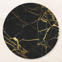 black marble stone round paper coaster