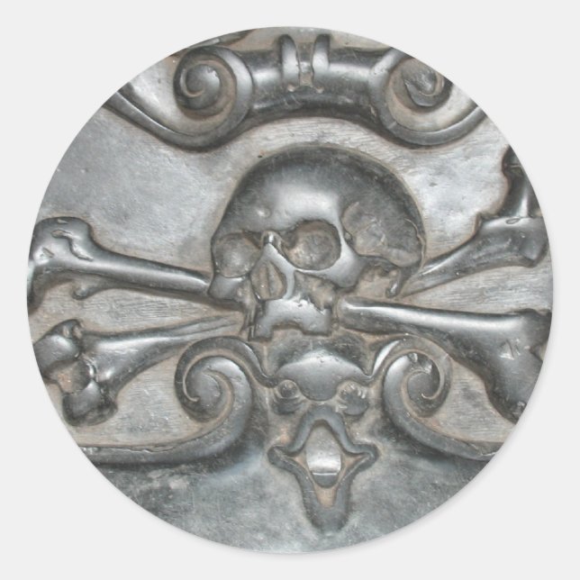 Black Marble Stone Skull and Bones Pirate Stickers (Front)