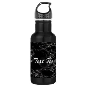 Black Marble Stone Water Bottle with Custom Text
