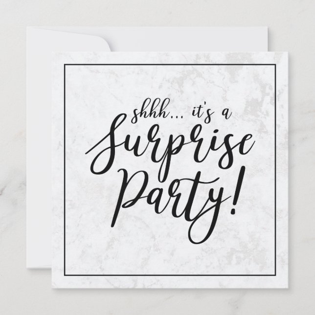 Black & Marble | Surprise Retirement Party Invitation (Front)