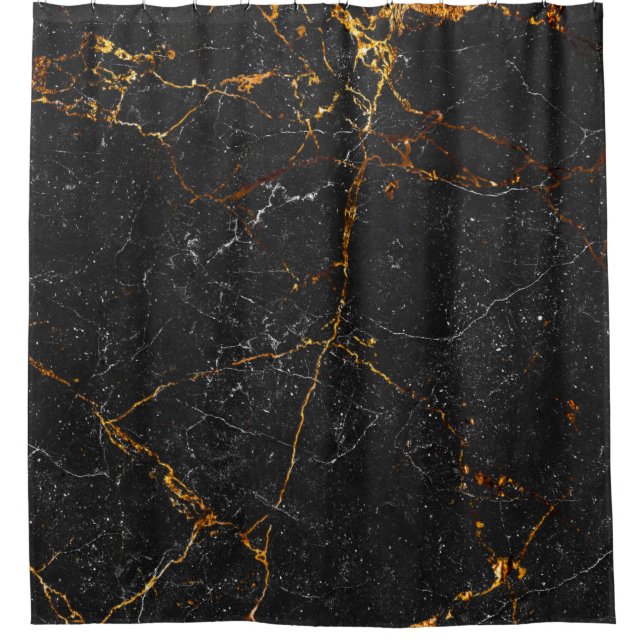Black marble texture background, natural marble ti shower curtain (Front)