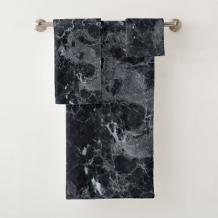 Black Marble Texture Bath Towel Set