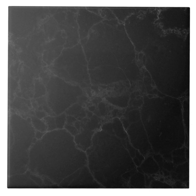 Black Marble Texture Ceramic Tile 6 Inch Square (Front)