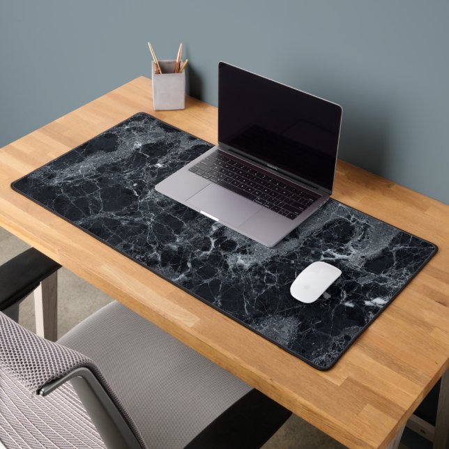 Black Marble Texture  Desk Mat (Office 2)
