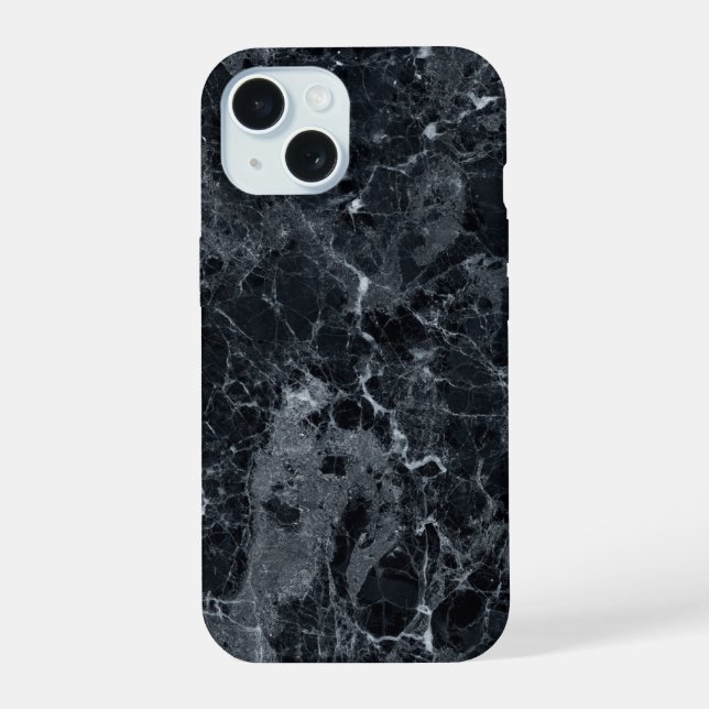 Black Marble Texture  iPhone 15 Case (Back)