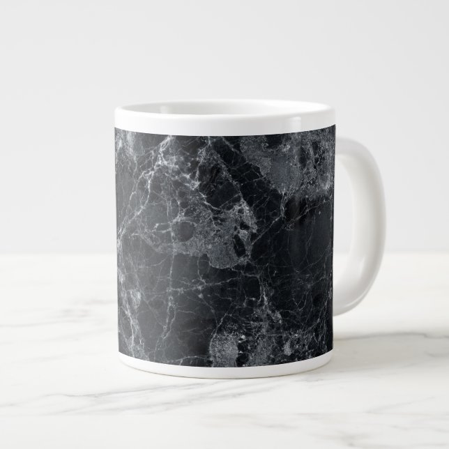 Black marble texture large coffee mug (Front Right)