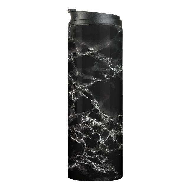 Black Marble Thermal Tumbler - Modern (Rotated Right)