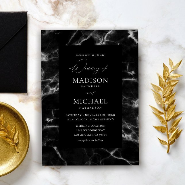 Black Marble Wedding 2 Invitation (Creator Uploaded)
