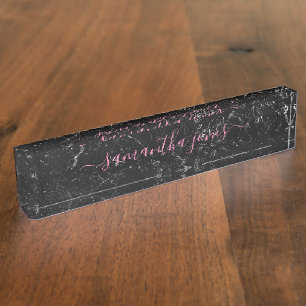 Black Marble White Classic Personalised Nameplate