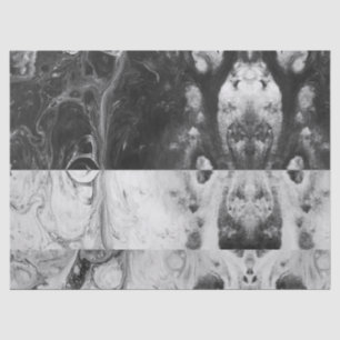 Black Marble White Stripes Acrylic Fluid Pour Tissue Paper