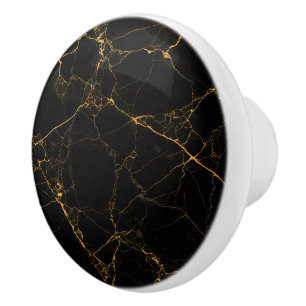 Black Marble wih Gold veins, Natural, Stone Ceramic Knob