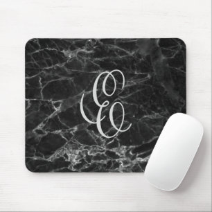 Black Marble with Custom Initial Mouse Pad