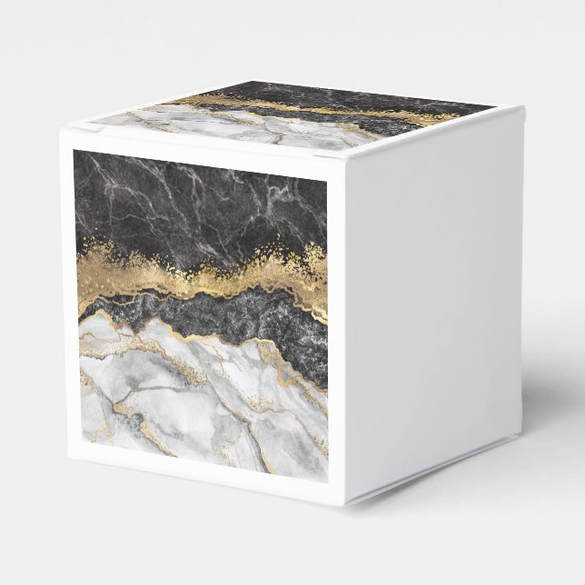 Black Marble with Gold Pretty Favour Box (Front Side)