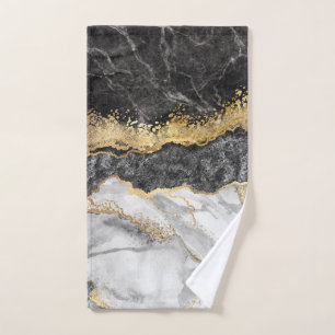 Black Marble with Gold Pretty Hand Towel
