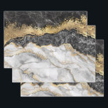 Black Marble with Gold Pretty Wrapping Paper Sheet<br><div class="desc">Black and white marble with gold running through it. Very pretty,  stylish pattern for all decor needs.</div>