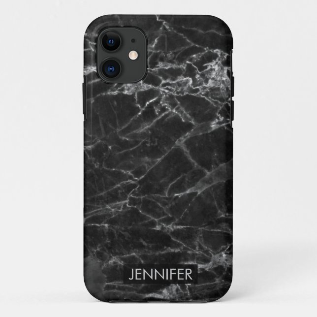 Black Marble With Grey Cracks Case-Mate iPhone Case (Back)