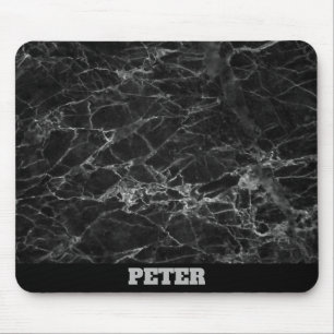 Black Marble with Name Mouse Mat