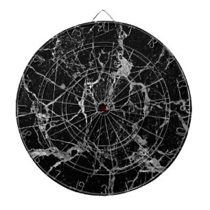 Black Marble with White Veining Dartboard
