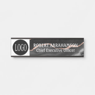 Black Marble Your Logo Office Door Signs Sign