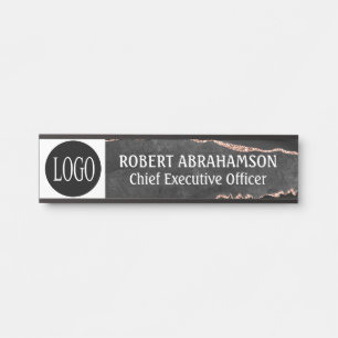 Black Marble Your Logo Office Door Signs Sign