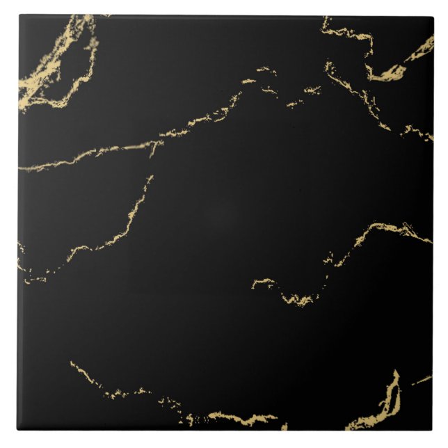 Black Marbled Gold Vein  Tile (Front)