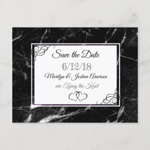 Black Marbled Stone Save the Date Postcard