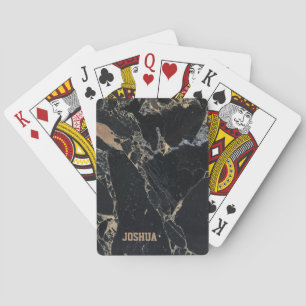 Black Marbled With Grey And Beige  Playing Cards