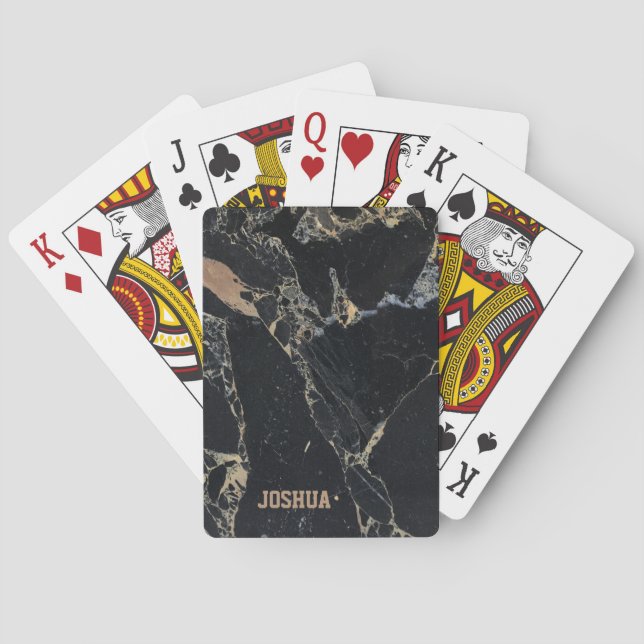 Black Marbled With Grey And Beige  Playing Cards (Back)