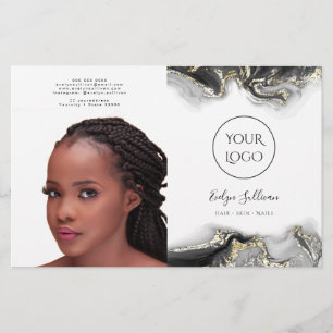 Black marbling design bifold brochure