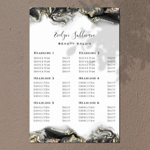 Black Marbling Design Price List Poster