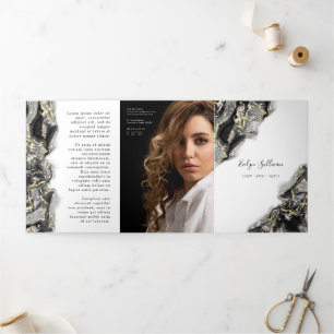 Black marbling design trifold brochure