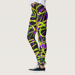 Black Mardi Gras Ribbon Leggings