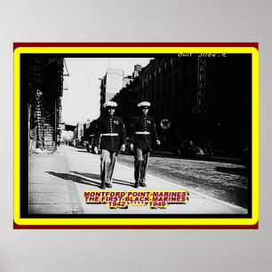 BLACK MARINES IN 1943 HARLEM NEW YORK 1943 POSTER
