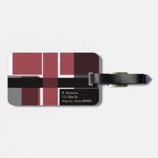 Black, maroon and white colour blocks luggage tag