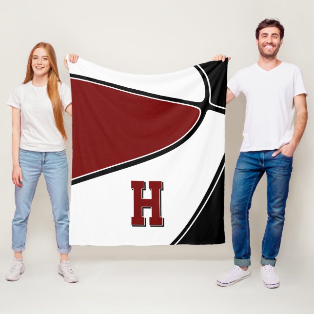 black maroon basketball team colours boys girls fleece blanket (In Situ)