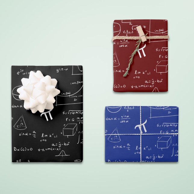 Black Maroon Blue Math Formulas Equations Wrapping Paper Sheet (Creator Uploaded)