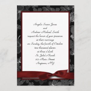 Black Maroon Bow Invitation