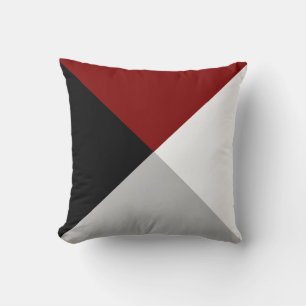Black Maroon Grey & White Abstract Geometric Shape Cushion
