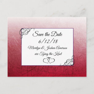 Black Maroon Wedding Save the Date Postcard