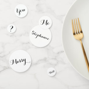 Black Marriage Proposal on White Confetti