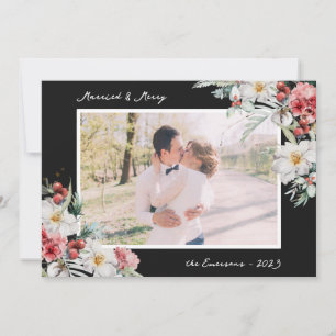 Black Married and Merry Photo Holiday Card