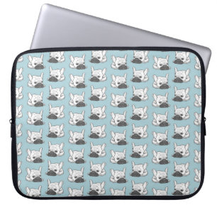 Black Mask Cream Frenchie Illustration Laptop Sleeve
