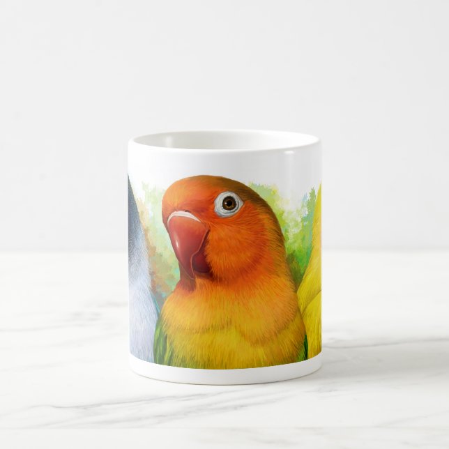 Black masked Fischer Lutino peach faced lovebird Coffee Mug (Center)