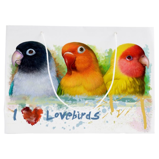 Black masked fischer Lutino peach faced lovebird Large Gift Bag (Back)