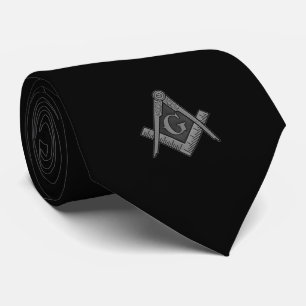 Black Masonic Freemason Master Neck Tie