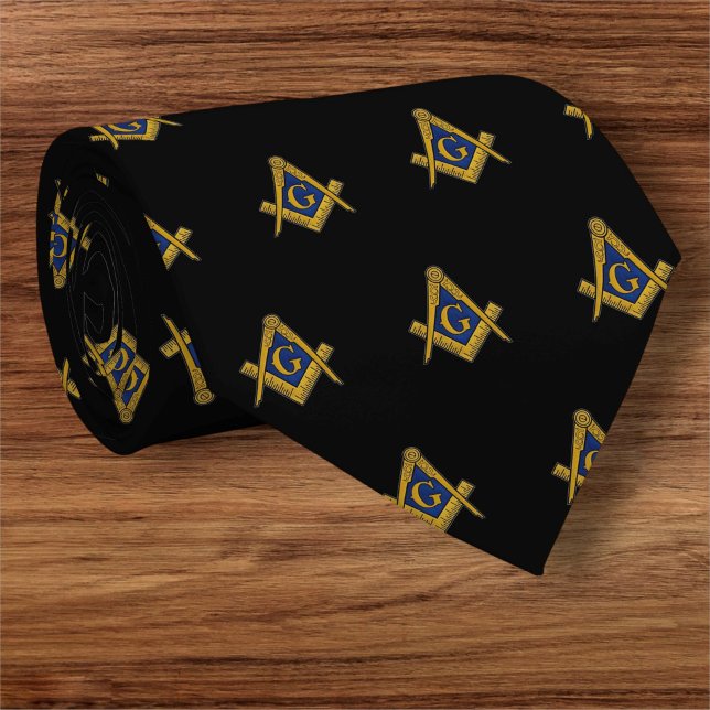 Black Masonic Masonry Freemason Pattern Tie (Creator Uploaded)
