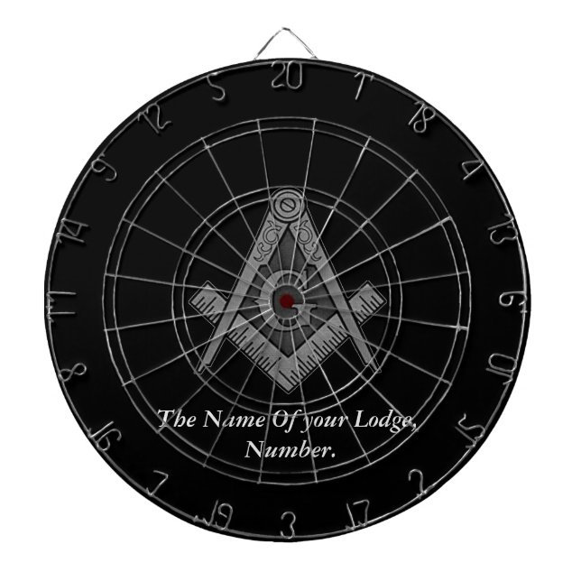 Black Masonic Master Mason Freemason Compass Dartboard (Front)