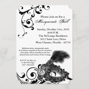 Black Masquerade Ball Mask Costume Halloween Part Invitation