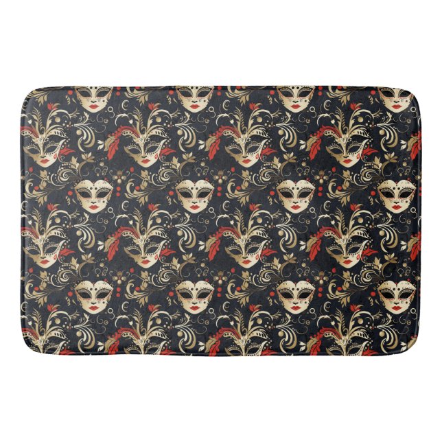 Black Masquerade Mask  Bath Mat (Front)
