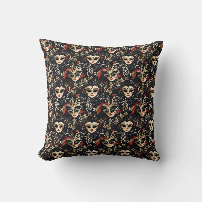 Black Masquerade Mask  Cushion (Front)